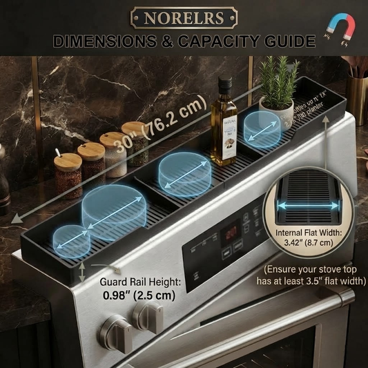 NORELRS Magnetic Stove Top Shelf - Maximize Your Kitchen Space  Secure Magnetic Attachment & Perfect Fit for Flat or Curved Stovetops  Keep Your Spice Jars and Essentials Organized and Within Reach