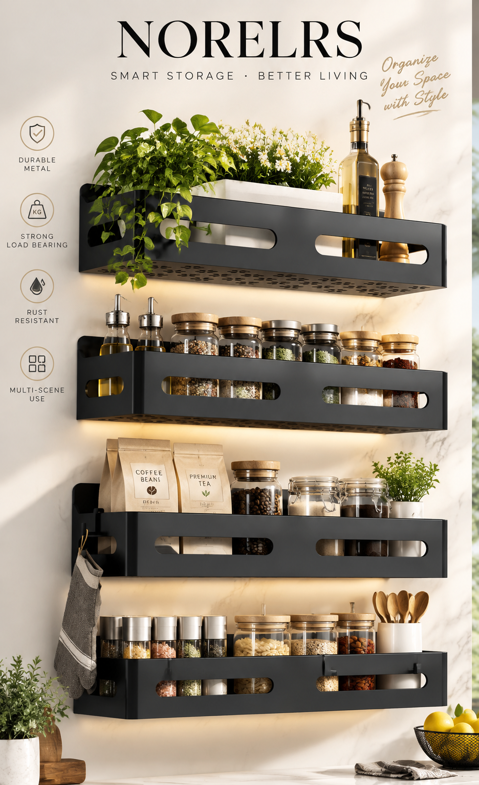 NORELRS Multi-Use Storage Shelves - Perfect Storage for Every Space  Maximize Your Vertical Space with Large Capacity and Sturdy Design  Sleek, Modern, and Versatile Organization for Any Room