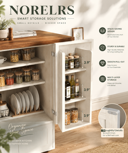NORELRS Smart Storage Cabinet - Elegant Organization for a Better Life  Maximize Every Inch with Spacious Storage and Multi-Layer Door Racks  Sturdy Construction and Versatile Design for Kitchen, Dining, and More