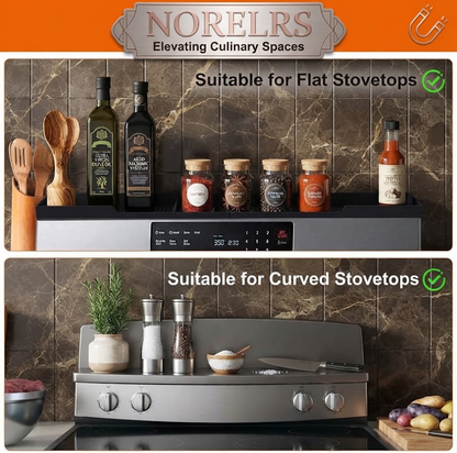 NORELRS Magnetic Stove Top Shelf - Maximize Your Kitchen Space  Secure Magnetic Attachment & Perfect Fit for Flat or Curved Stovetops  Keep Your Spice Jars and Essentials Organized and Within Reach
